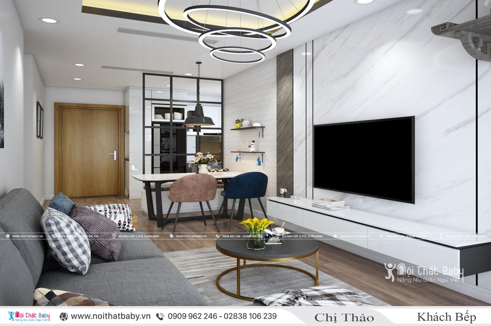 Khám phá nội thất hiện đại căn 63m2 chung cư Emerald Celadon city